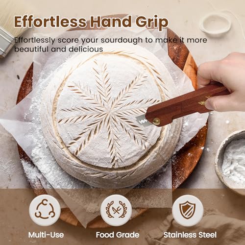 Wooden Sourdough Bread Lame Scoring Tool with 10 Blades