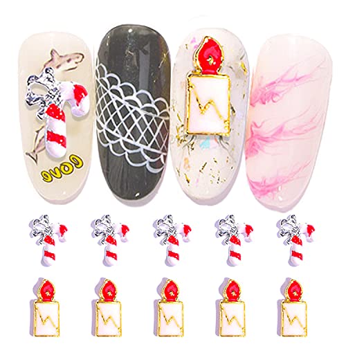 WOKOTO 30Pcs 3D Christmas Nail Charms Alloy Rhinestone Gems
