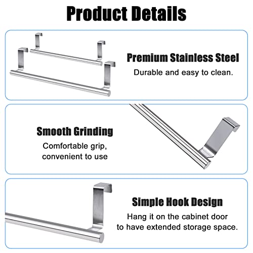 Stainless Steel Towel Rack Holder - 2 Pack Over-the-Door Kitchen & Bathroom