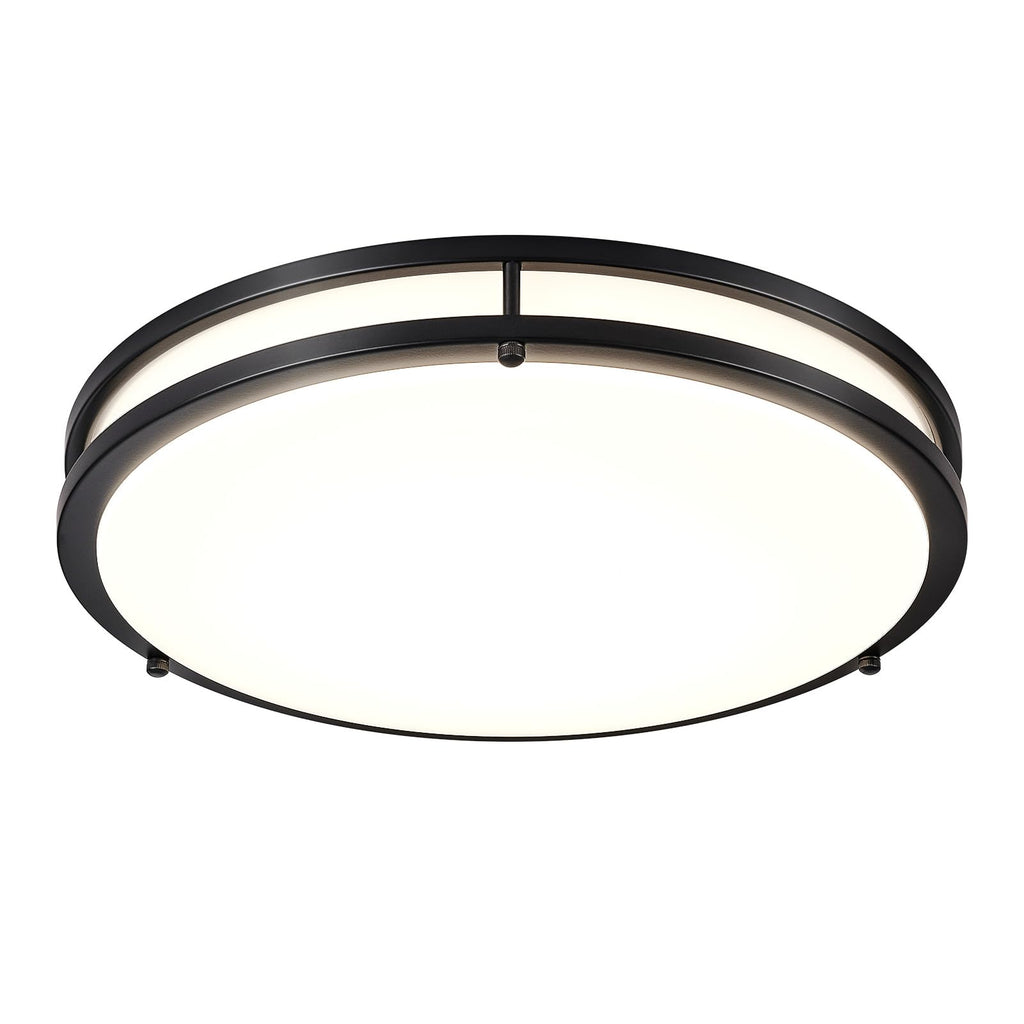 DLLT Flush Mount LED Ceiling Light: 16 Inch 5CCT (3000K-6000K) & Dimmable Ceiling Light Fixtures for Bedroom Hallway - 36W Modern Black Super Bright Kitchen Lighting Fixtures Ceiling