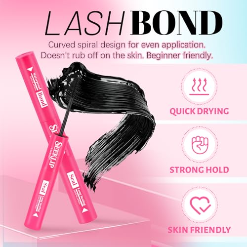SeekLip Waterproof Lash Cluster Glue - 72-Hour Gentle Bond and Seal Black 10ml