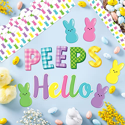 Easter Hello Peeps Cutouts Set - 108 Colorful Bunny Decorations