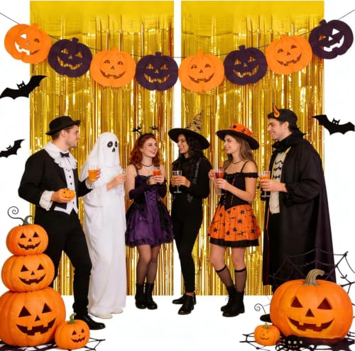 Gold Foil Fringe Curtains - 2 Pack Party Backdrop Decorations
