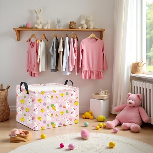 LATOGHIVE Waterproof Collapsible Easter Storage Basket - Pink