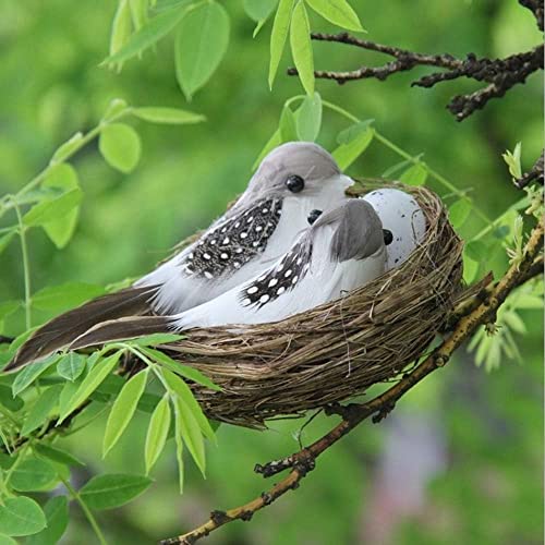 Realistic Feathered Bird Nest with Eggs Ornament for DIY Crafts and Home Decor