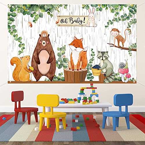 Woodland Baby Shower Backdrop Banner - Jungle Animals Theme