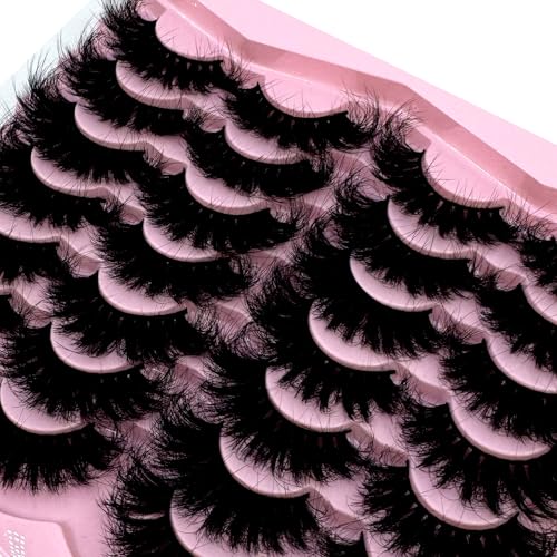 HBZGTLAD 14 Pairs 25mm Faux Mink Lashes - Dramatic Cat Eye False Eyelashes