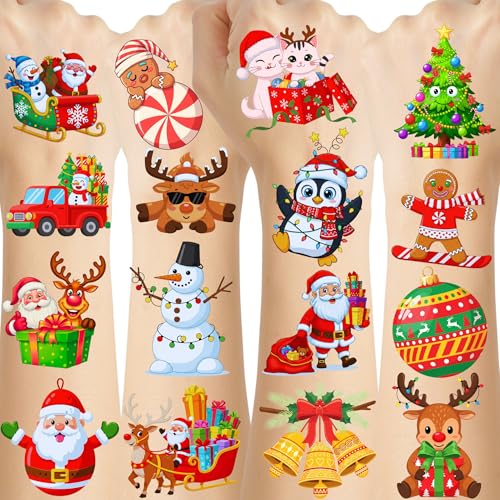 Christmas Temporary Tattoos 60Pcs - Santa & Reindeer Party Favors