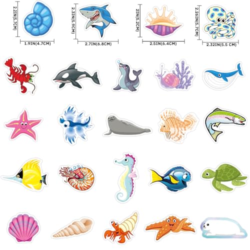 80 Pack Ocean Animal Stickers for Kids - Waterproof Vinyl Decor