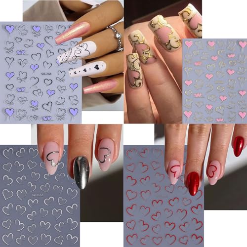 Valentine's Day 3D Self-Adhesive Heart Nail Art Stickers Decals