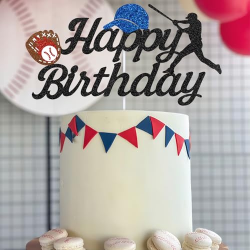Baseball Birthday Cake Topper - Glitter Sport Decoration