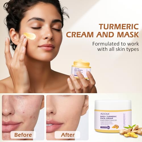 ADOVA Turmeric Skin Care Set - NAD+ Clay Mask & Moisturizing Face Cream