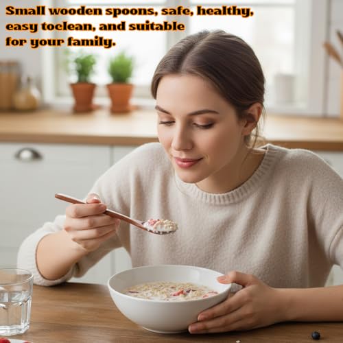2PCS Long Handle Wooden Coffee and Honey Spoons - 7.7in