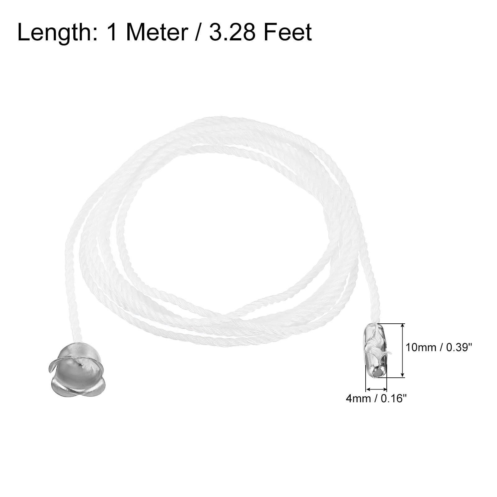 MECCANIXITY Pull Cord for Ceiling Switch, Light Pull Cord String Ceiling Fan String with Connector Pull Chain Extension, White Silver, Pack of 10