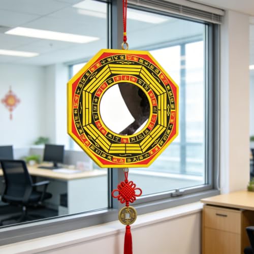 Feng Shui Bagua Wooden Concave Mirror for Outdoor Protection