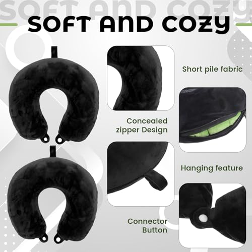 2-Pack Washable Travel Neck Pillow Covers - Soft Polyester U-Shaped Case