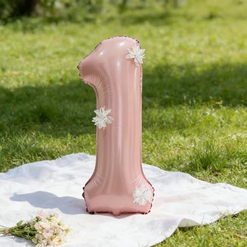 40 Inch Blush Pink Floral Number 3 Balloon - Giant Birthday Decor