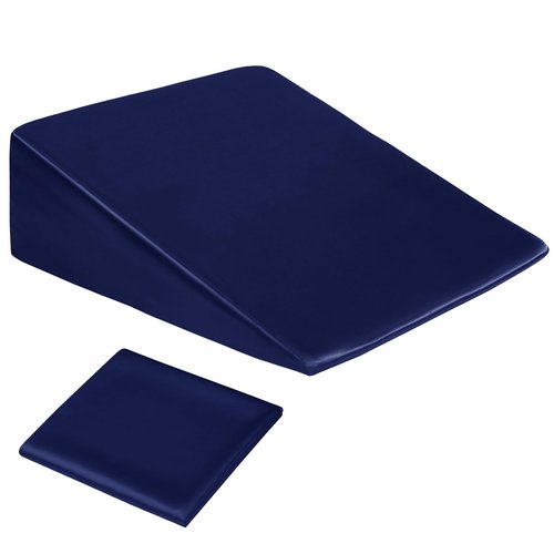 RUDONG M Satin Wedge Pillow Cover 25"x25"x8" - Soft Breathable Zippered Wedge Pillow Case, Machine Washable Pillowcase (Navy Blue, 1 Pack - Pillow Not Included)