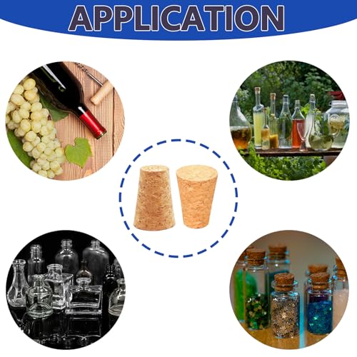 25-Pack Natural Cork Stoppers, 0.94" x 0.67" x 1.38" Tapered Bottle Plugs