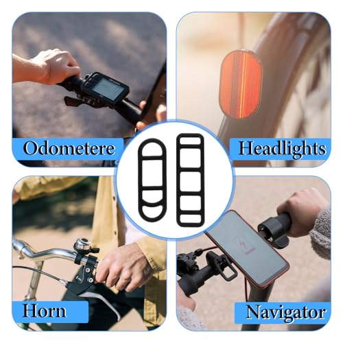 40Pcs Bicycle Light Silicone Straps Bike Silicone Mount Band with Hooks Rubber Light Strap Replacement Strap Black Handlebar Bands for Most Bicycle Lights Sets