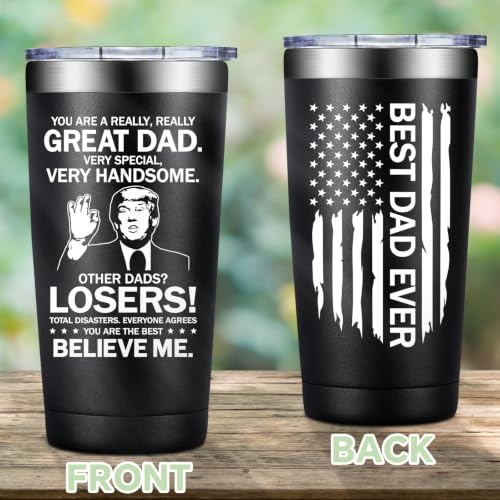 Dad Gifts from Daughter Son - Best Dad Ever 20oz Tumbler Cup - Black Variation