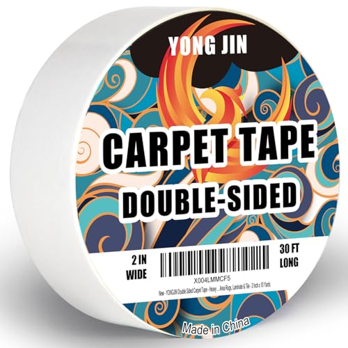 YONGJIN Double-Sided Carpet Tape 2 Inch x 10 Yards - Heavy-Duty, Residue-Free