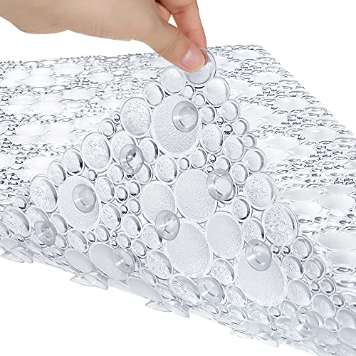 Mantto Extra Long Non-Slip Pebble Bath Mat, 34.2" x 15.7" - Clear
