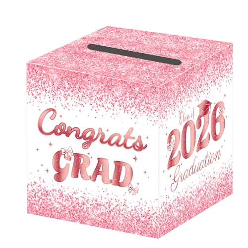 2026 Pink Graduation Card Box - Gift Card & Keepsake Holder