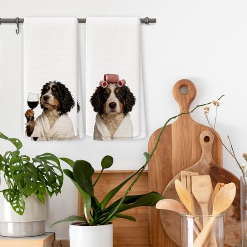 Bernedoodle Bathroom Hand Towels Set of 2 Funny Dog Decor 16x24