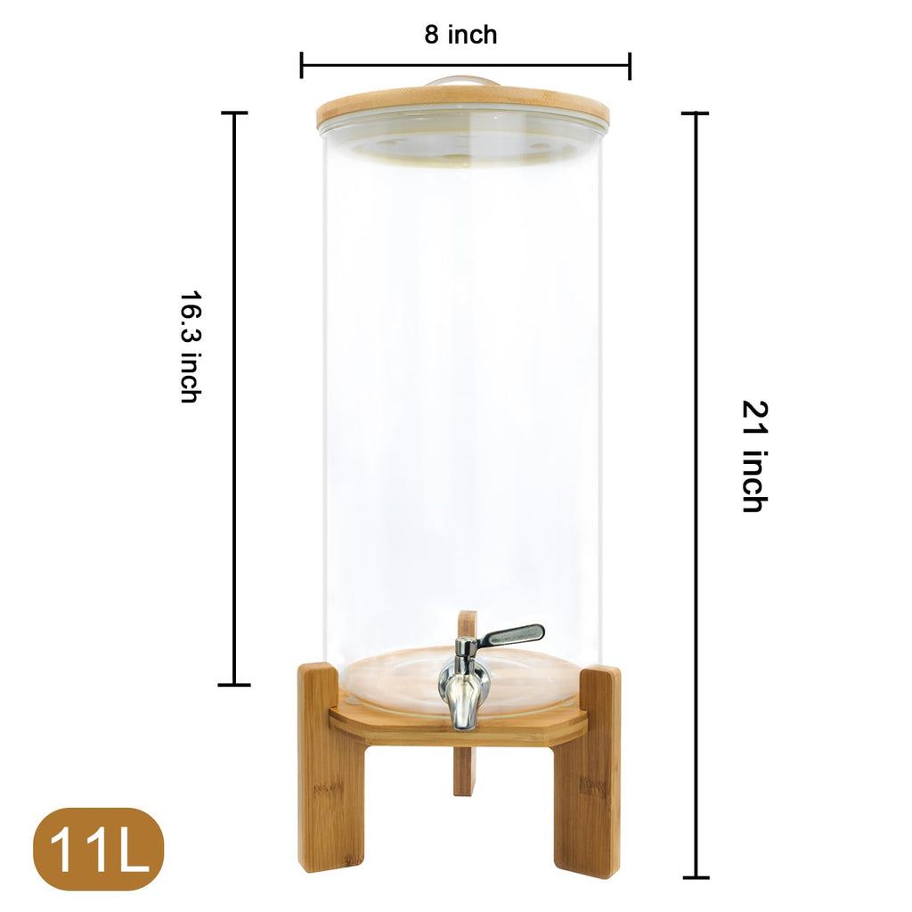 Drink Dispenser,3 Gallon Drink Dispensers for Parties,Glass Beverage Dispenser with Spigot - Jumbo Glass Drink Dispenser,Bars,Restaurants,Party,Suitable for cold/hot water