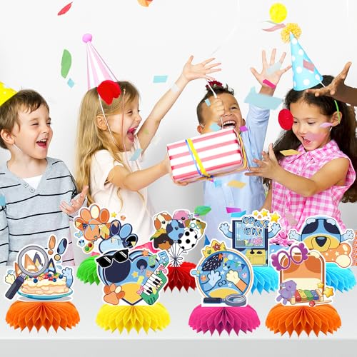8pcs Blue Dog Honeycomb Decorations for Birthday Parties