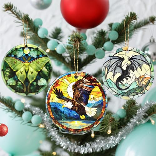 Ceramic Bald Eagle Christmas Ornament - 2.8in Holiday Tree Decor - Variation of Bald Eagle