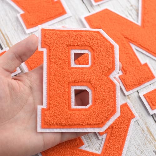 4.5" Orange Chenille Letter Patch Y - Iron-On Varsity Applique