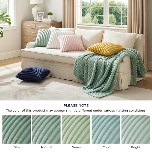 Bedsure Green Striped Throw Pillow Covers (Pack of 2) - 18x18