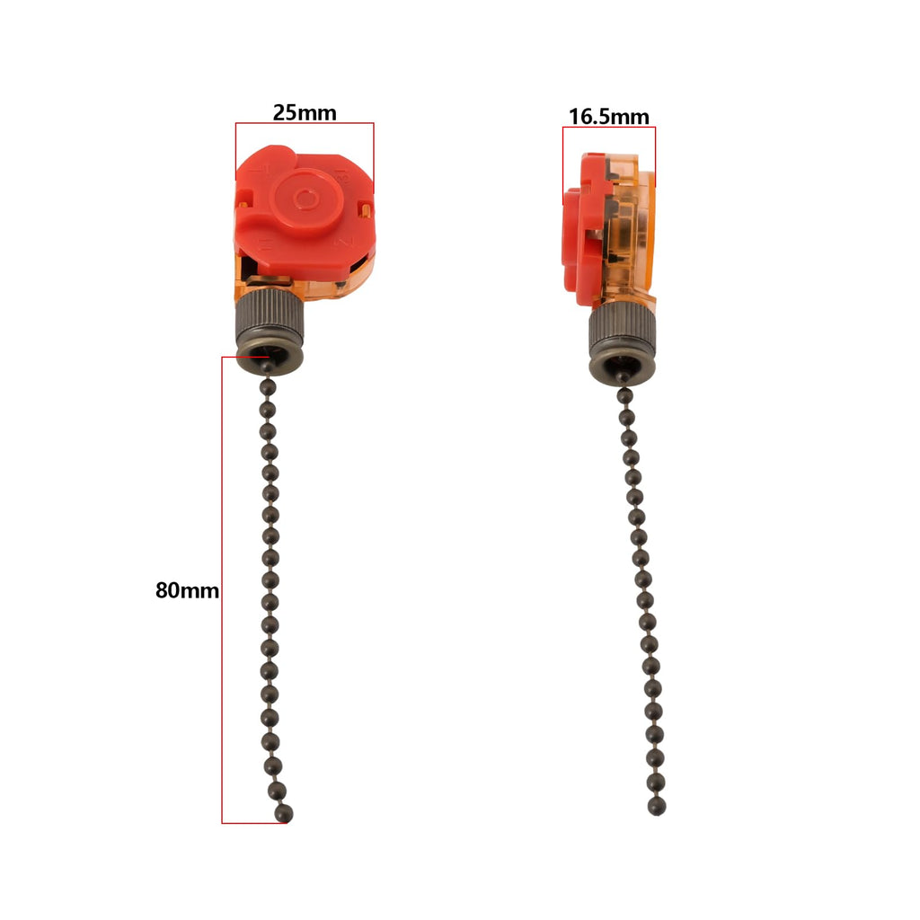 OTOTEC 4Pcs Ceiling Fan Switch 3 Speed 4 Wire Pull Chain Control Switch 250V/3A 125V/6A Replacement Parts for Ceiling Fans Wall Lamps Cabinet Light, Bronze