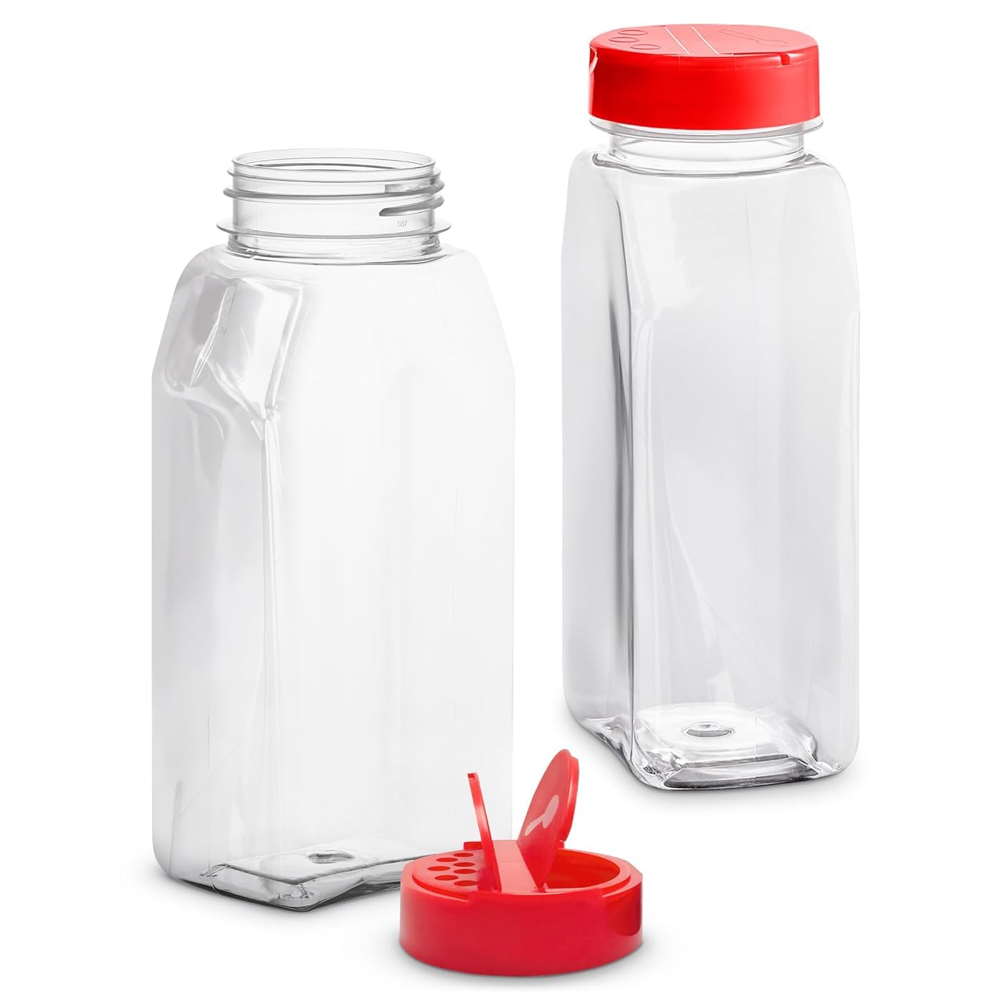 2 Pcs Large Seasoning Shaker – 32oz Storage Seasoning Containers – Large Spice Shakers with Holes and Lids Dual Shake, Clear Jars with Airtight Seal, Unique Shape for Loose Leaf Tea, Rubs, & Herbs