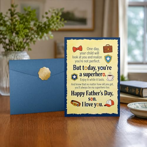 Funny Father's Day Card for Son | Humorous Greeting Card with Envelope