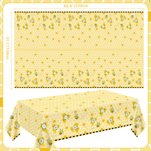 Bee Tablecloth 3 Pack Honey Bee Party Table Cover 51x86 Inch