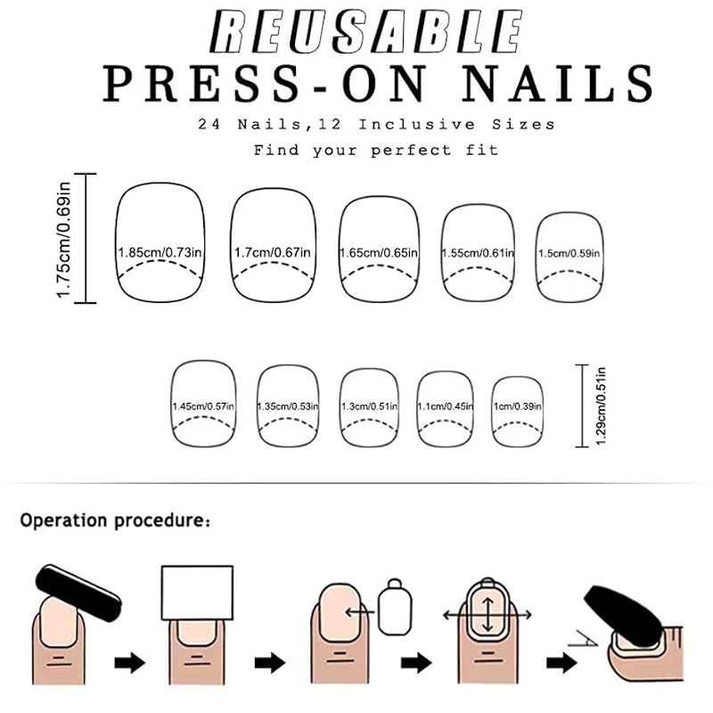 4th of July Press on Nails Short Square Blue Star False Nails