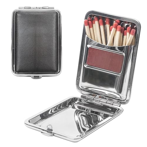Marsrut Stainless Steel Waterproof Matchbox Case with Striker - Black