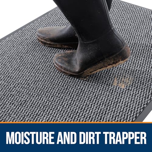 Smiry Low Profile Rubber Doormat 29.5" x 17" - Black, Non-Slip