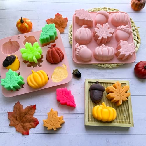 Pumpkin Silicone Mold Set - 2Pcs 9 Cavity Thanksgiving Baking Molds