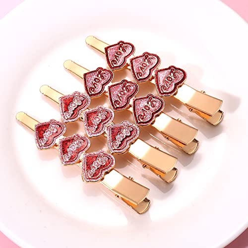 PHALIN Rhinestone Heart Hair Clips 4PCS Sparkling Valentine Hairpins