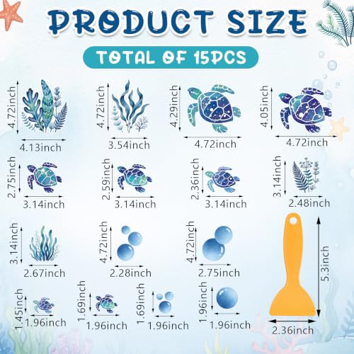 Fullhawl 15 Pcs Turtle Non-Slip Bathtub Stickers with Scraper - PEVA Rubber
