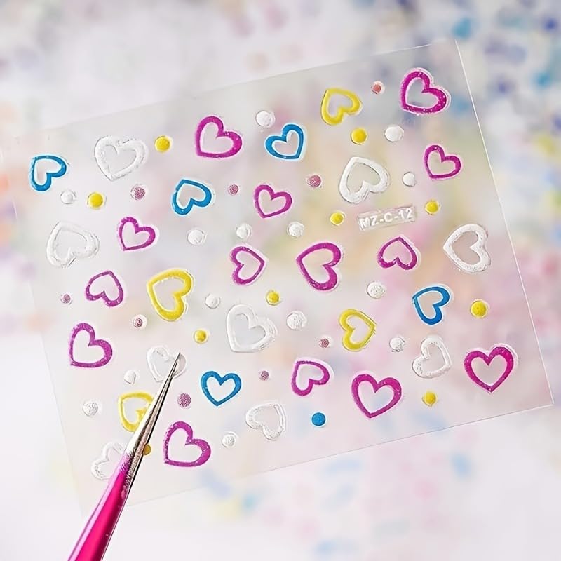 Cublive 30 Sheets 3D Floral Nail Stickers Cute Daisy Flower Nail Decals