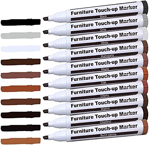Wood Furniture Repair Kit - Touch Up Markers & Wax Sticks for Scratches & Discoloration