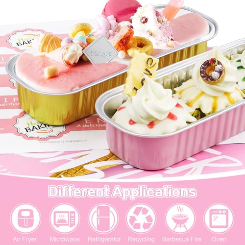 Pink Mini Loaf Pans with Lids - 6.8oz Aluminum Baking Set - 120 Pack
