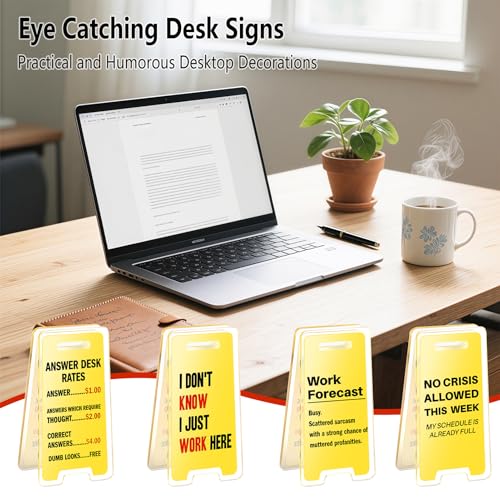 8-Piece Humorous Desk Sign Set for Office Cubicles - Fun Gag Gifts