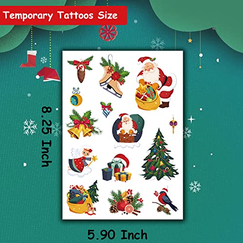 Hohamn Christmas Temporary Tattoos for Kids - 6 Large Sheets Party Favors