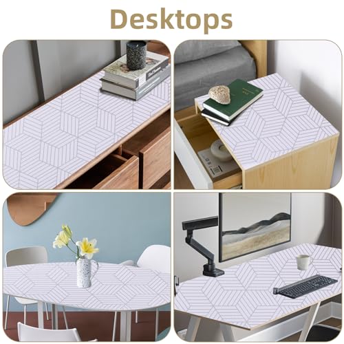 Non-Adhesive Silver Geometry Shelf Liner 12" x 118.1" for Kitchen Cabinets